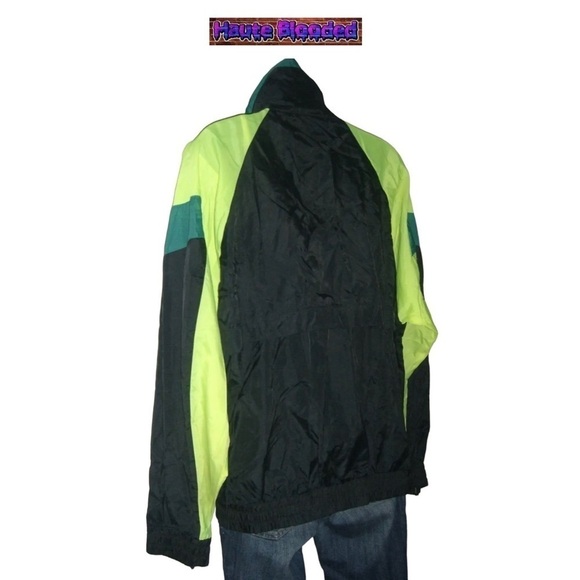 Vintage 90s Givenchy Active Sports Neon Yellow Windbreaker Retro Unisex Logo Ski - Picture 9 of 16
